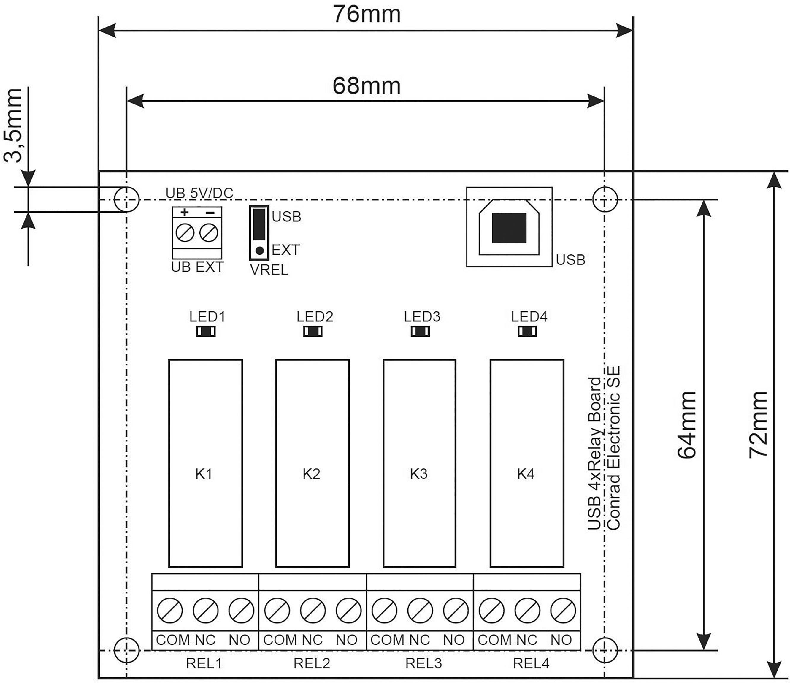 Conrad Components 393905 Relaiskarte Baustein 5 V/DC