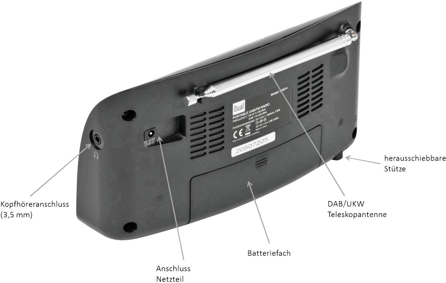 Dual DAB 14 Kofferradio DAB+, UKW Schwarz