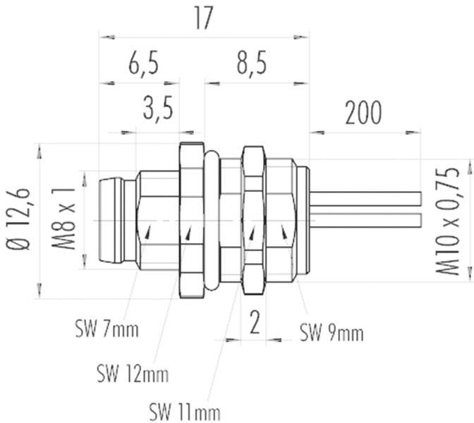 Binder 09 3419 00 03 Sensor-/Aktor-EinbausteckverM8 Stecker, Einbau Polzahl Sensoren: 3 1St.
