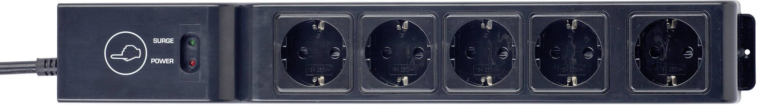 Gembird EG-SP5-TNCU6B-RM Überspannungsschutz-Steckdosenleiste 5fach Schwarz Schutzkontakt 1St.