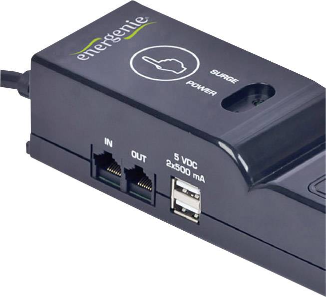 Gembird EG-SP5-TNCU6B-RM Überspannungsschutz-Steckdosenleiste 5fach Schwarz Schutzkontakt 1St.