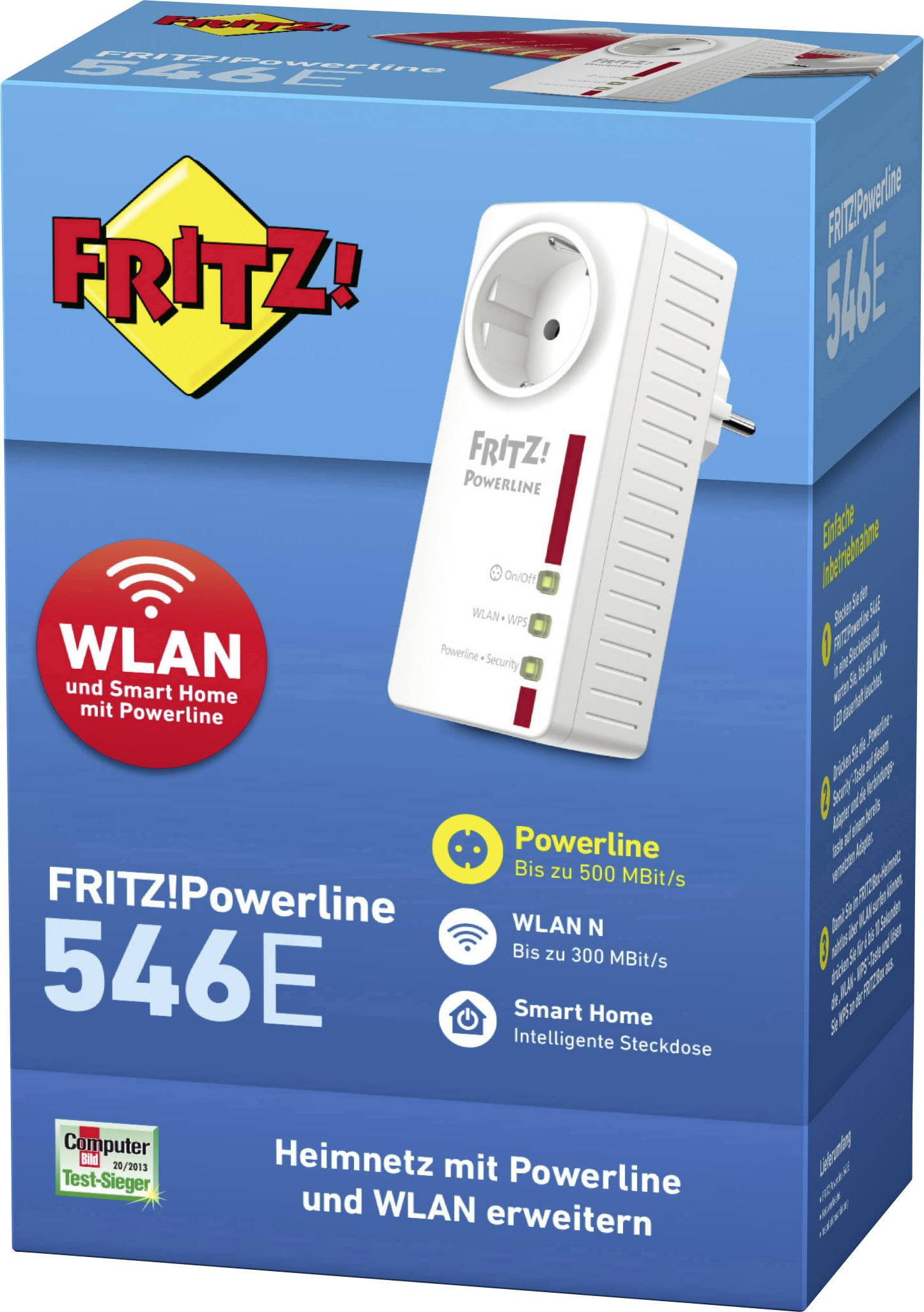 Fritz! FRITZ! Powerline 546E Powerline WLAN Einzel Adapter 500 MBit/s