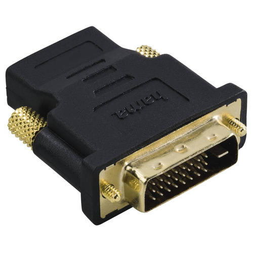 Hama 00034035 DVI / HDMI Adapter [1x DVI-Stecker 24+1pol. - 1x HDMI-Buchse] Schwarz vergoldete Steckkontakte