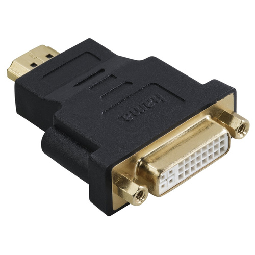 Hama 00034036 HDMI / DVI Adapter [1x HDMI-Stecker - 1x DVI-Buchse 24+5pol.] Schwarz vergoldete Steckkontakte