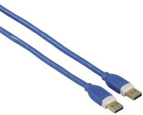 Hama USB 3.0 Anschlusskabel [1x USB 3.0 Stecker A - 1x USB 3.0 Stecker A] 1.80m Blau vergoldete Stec