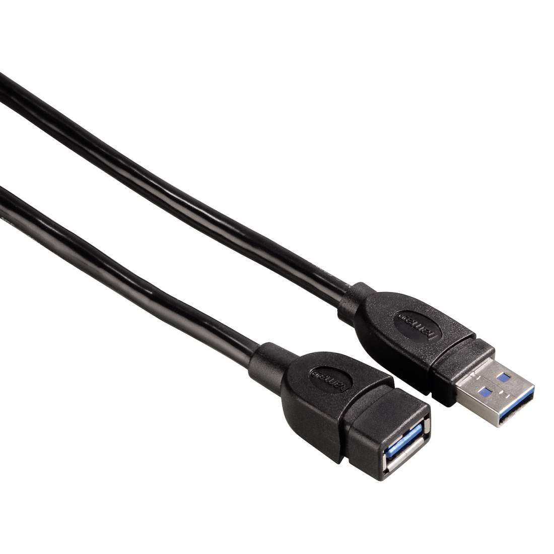Hama USB-Kabel USB 3.2 Gen1 (USB 3.0 / USB 3.1 Gen1) USB-A Stecker, USB-A Buchse 0.50 m Schwarz vergoldete Steckkontakte 00054504