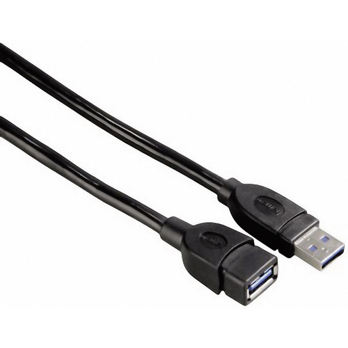 Hama USB-Kabel USB 3.2 Gen1 (USB 3.0 / USB 3.1 Gen1) USB-A Stecker, USB-A Buchse 1.80m Schwarz vergoldete Steckkontakte 00054505