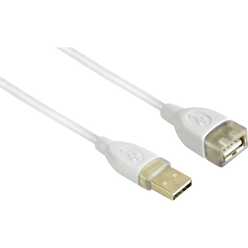 Hama USB-Kabel USB 2.0 USB-A Stecker, USB-A Buchse 3.00m Weiß vergoldete Steckkontakte