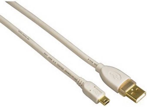 Hama USB 2.0 Anschlusskabel [1x USB 2.0 Stecker A - 1x USB 2.0 Stecker Mini-B] 1.80m Weiß vergoldet