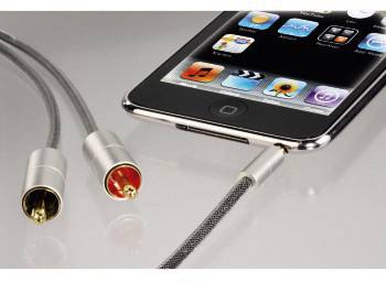 Hama 00080864 Klinke / Cinch Audio Anschlusskabel [1x Klinkenstecker 3.5mm - 2x Cinch-Stecker] 1.00m Silber vergoldete