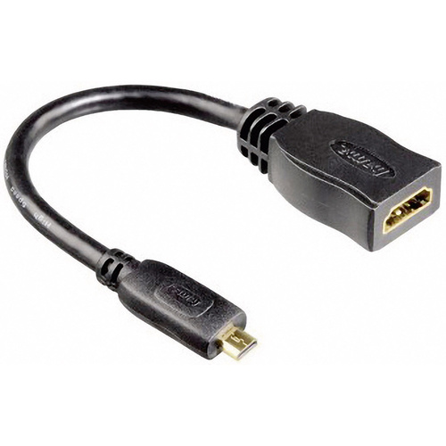 Hama 00083095 HDMI Adapter [1x HDMI-Stecker D Micro - 1x HDMI-Buchse] Schwarz vergoldete Steckkontakte 10.00cm