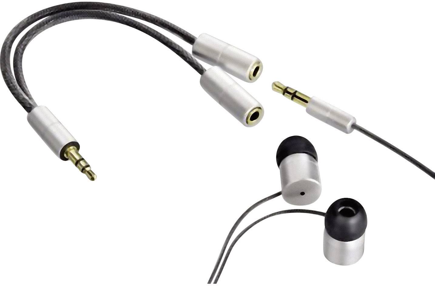 Hama 00106334 Klinke Audio Anschlusskabel [1x Klinkenstecker 3.5 mm - 2x Klinkenbuchse 3.5 mm] 0.15 m Silber