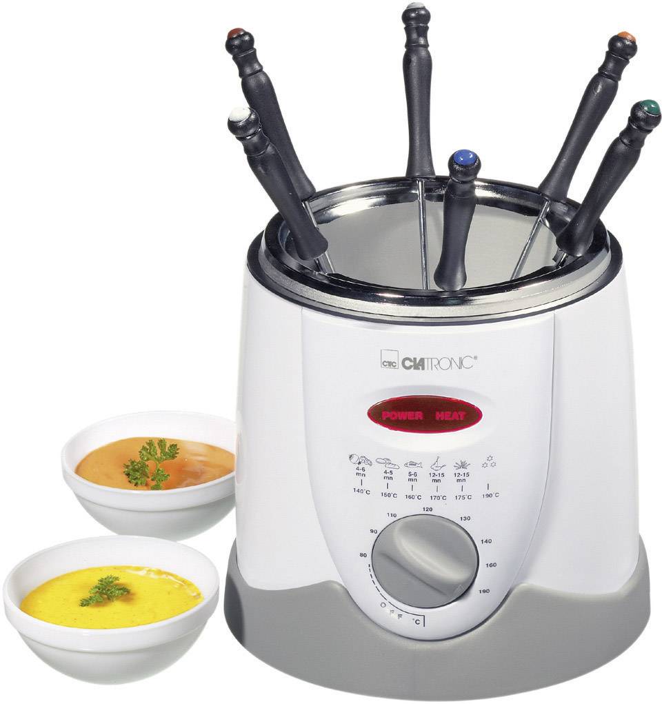 Clatronic FFR 2916 Fondue-Fritteuse 840 W mit manueller Temperatureinstellung Weiß, Grau