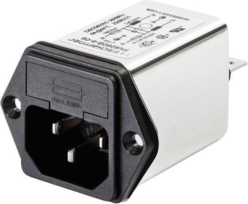 FN 9260-4-06 Netzfilter mit Kaltgerätebuchse, mit Sicherung 250 V/AC 4A 1 mH (B x H) 46mm