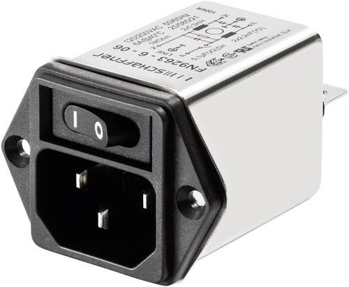 Filtre dalimentation Schaffner FN 9263-1-06 avec connecteur femelle pour appareil 250 V/AC 1 A 5.3 mH (l x H) 46 mm x