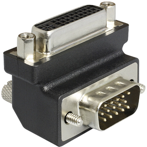 DVI / VGA Adapter [1x DVI-Buchse 24+5pol. - 1x VGA-Stecker] 270°  Schwarz  Delock