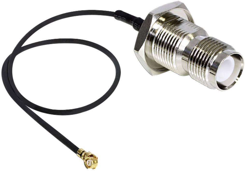 Delock WLAN-Antennen Verlängerungskabel [1x IPEX-Stecker - 1x RP-TNC-Buchse] 0.20 m Schwarz vergoldete Steckkontakte