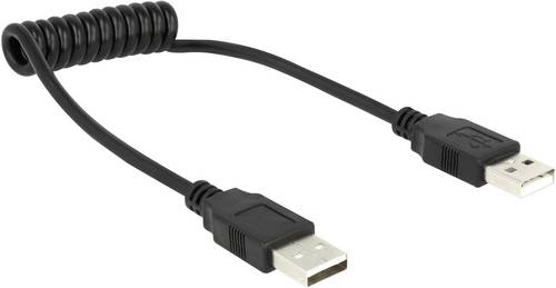 Delock USB-Kabel USB 2.0 USB-A Stecker, USB-A Stecker 0.60 m Schwarz Spiralkabel 1937078