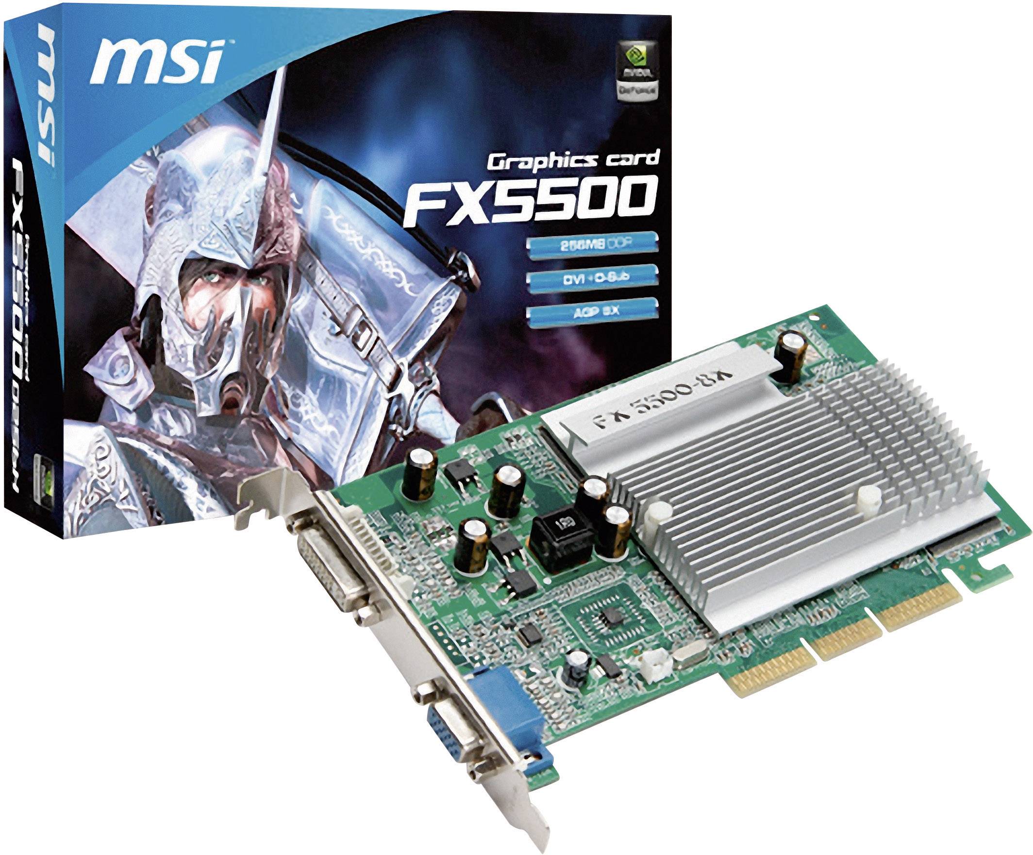 MSI Grafikkarte Nvidia GeForce FX5500 256 MB DDR-RAM AGP 8x DVI, VGA Passiv gekühlt