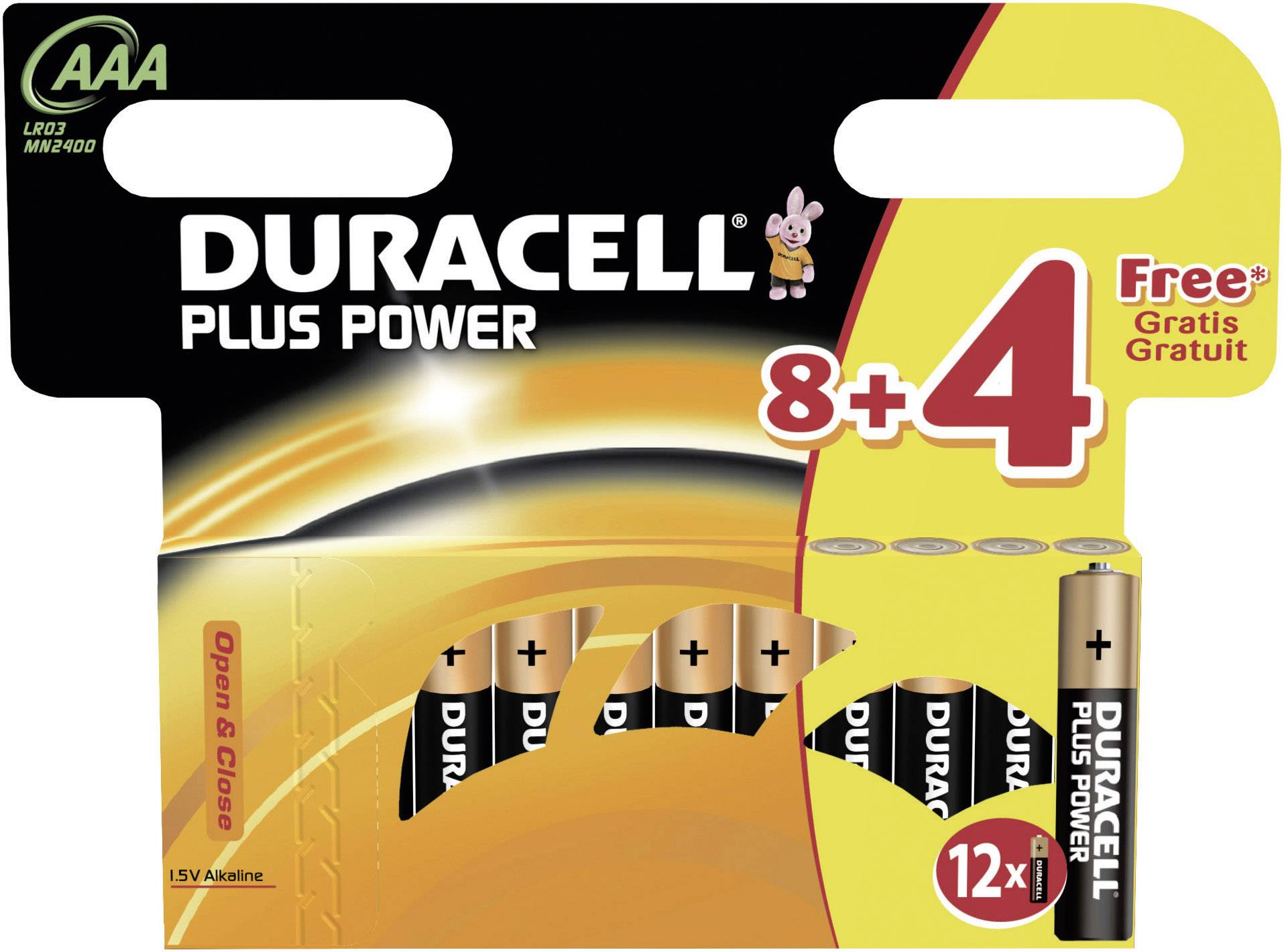 Duracell Plus LR03 Micro (AAA)-Batterie Alkali-Mangan 1.5 V 12 St.