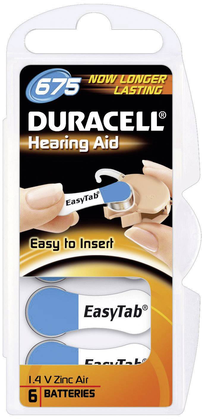 Duracell Knopfzelle ZA675 1.4 V 6 St. 610 mAh Zink-Luft PR44 Hörgerätebatterie