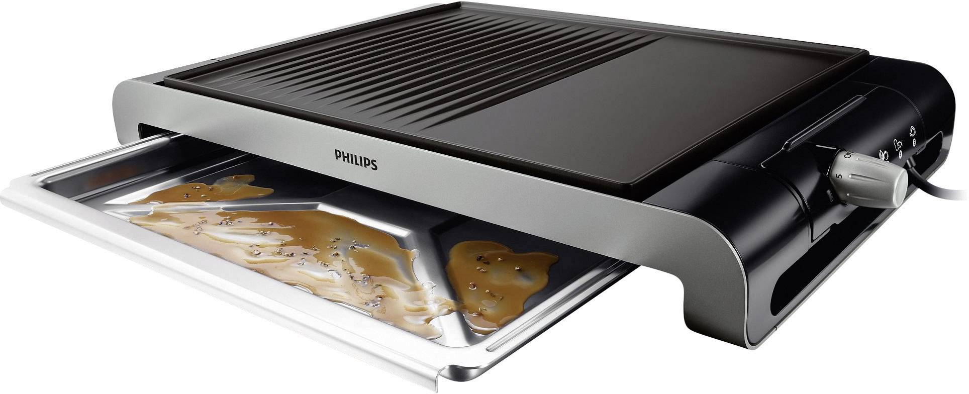 Philips HD4419/20 Tisch Grill mit manueller Temperatureinstellung  Edelstahl, Schwarz