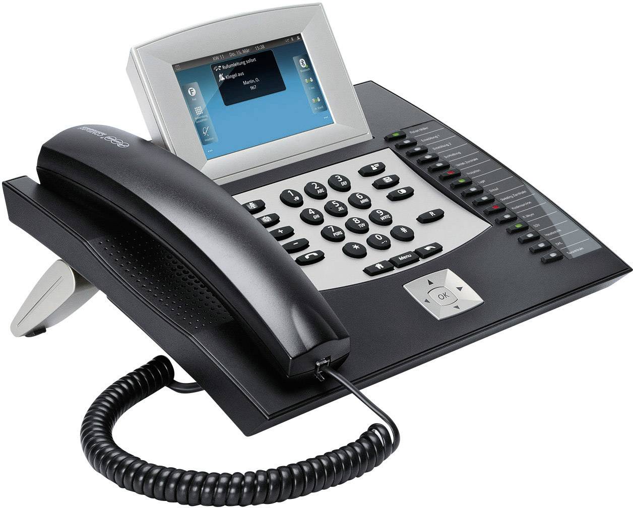 Auerswald COMfortel 3200 Systemtelefon,VoIP Bluetooth, Headsetanschluss Touch-Farbdisplay Schwarz, Silber