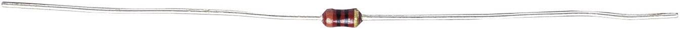 Ein einzelner zylindrischer Widerstand mit farbigen Streifen zur Identifikation des Widerstandswerts.