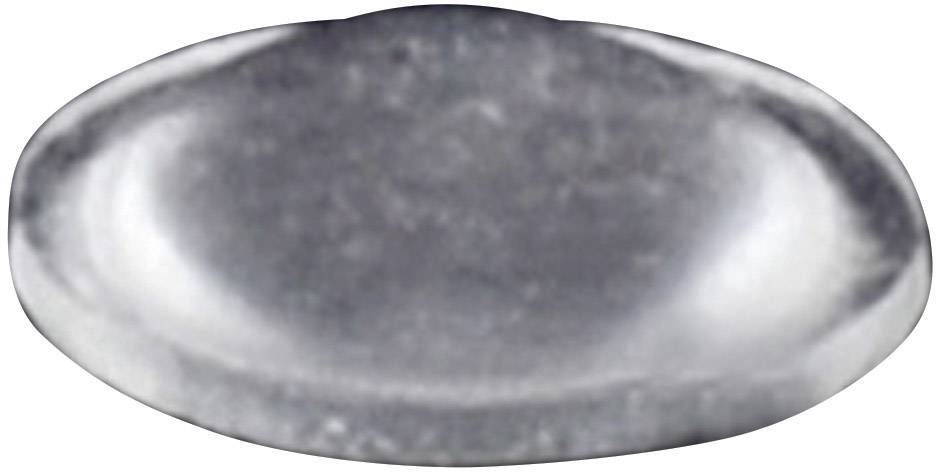 Eine glänzende silberne Metallscheibe auf weißem Hintergrund.