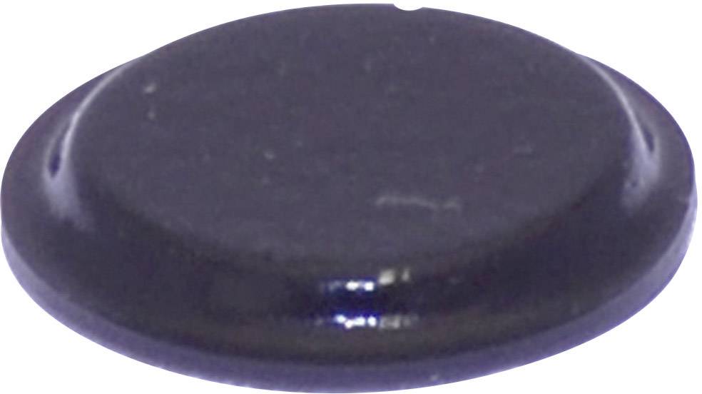 Eine flache, runde, schwarze Scheibe auf weißem Hintergrund.
