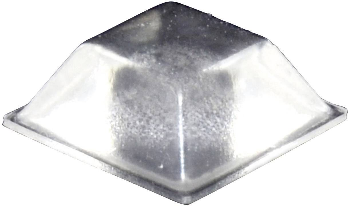 Ein quadratischer Reflektor aus Metall mit leicht gewölbter Oberfläche; dient als Sicherheitsmerkmal auf Verkehrswegen.