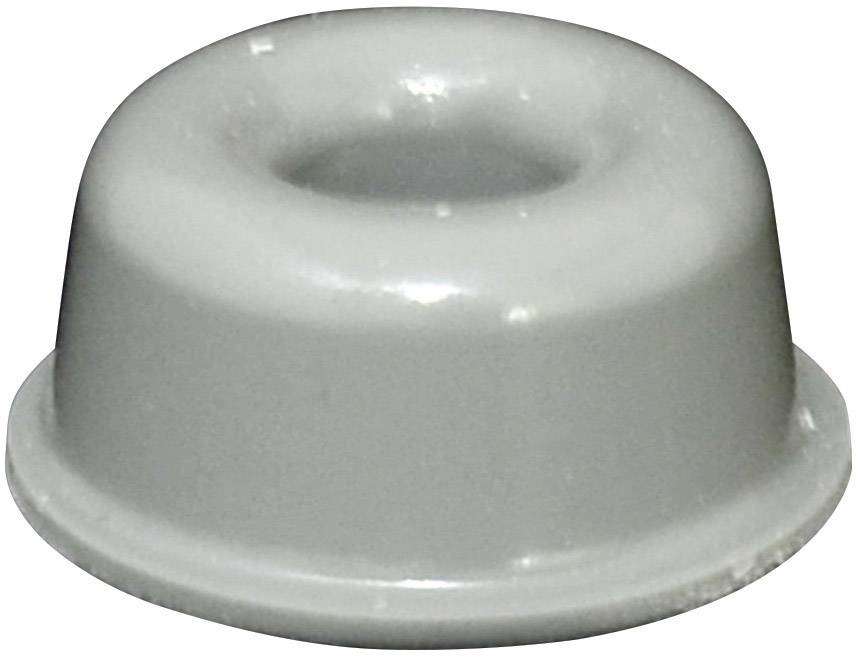 Grauer, runder Stopfen oder Ring aus Kunststoff mit einer zentralen Öffnung, vermutlich als Dichtung oder Puffer verwendet.