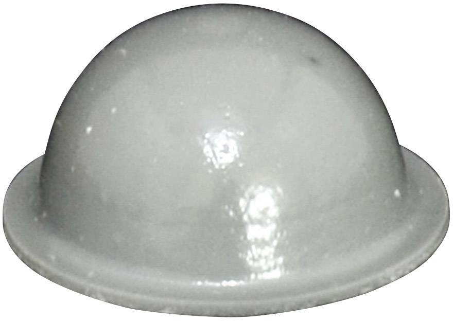 Graue Halbkugel aus Kunststoff oder Gummi auf weißem Hintergrund, möglicherweise ein Stoßschutz oder Fuß für Möbel.