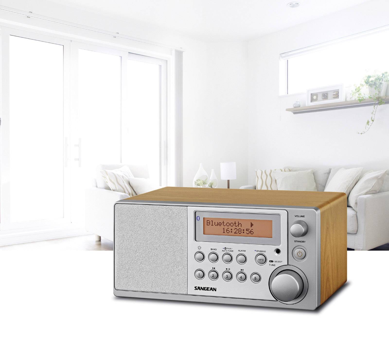 Sangean DDR-31 BT Tischradio DAB+, UKW Bluetooth®, AUX   Holz