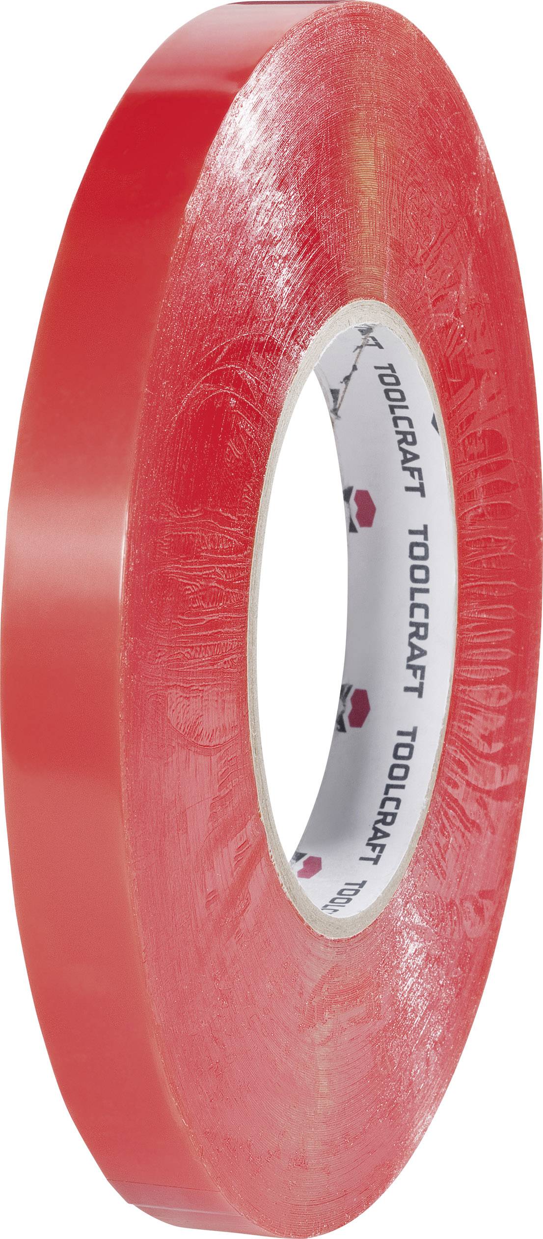 Rolle aus rotem Isolierband mit der Aufschrift 'Toolcraft' auf dem Inneren.