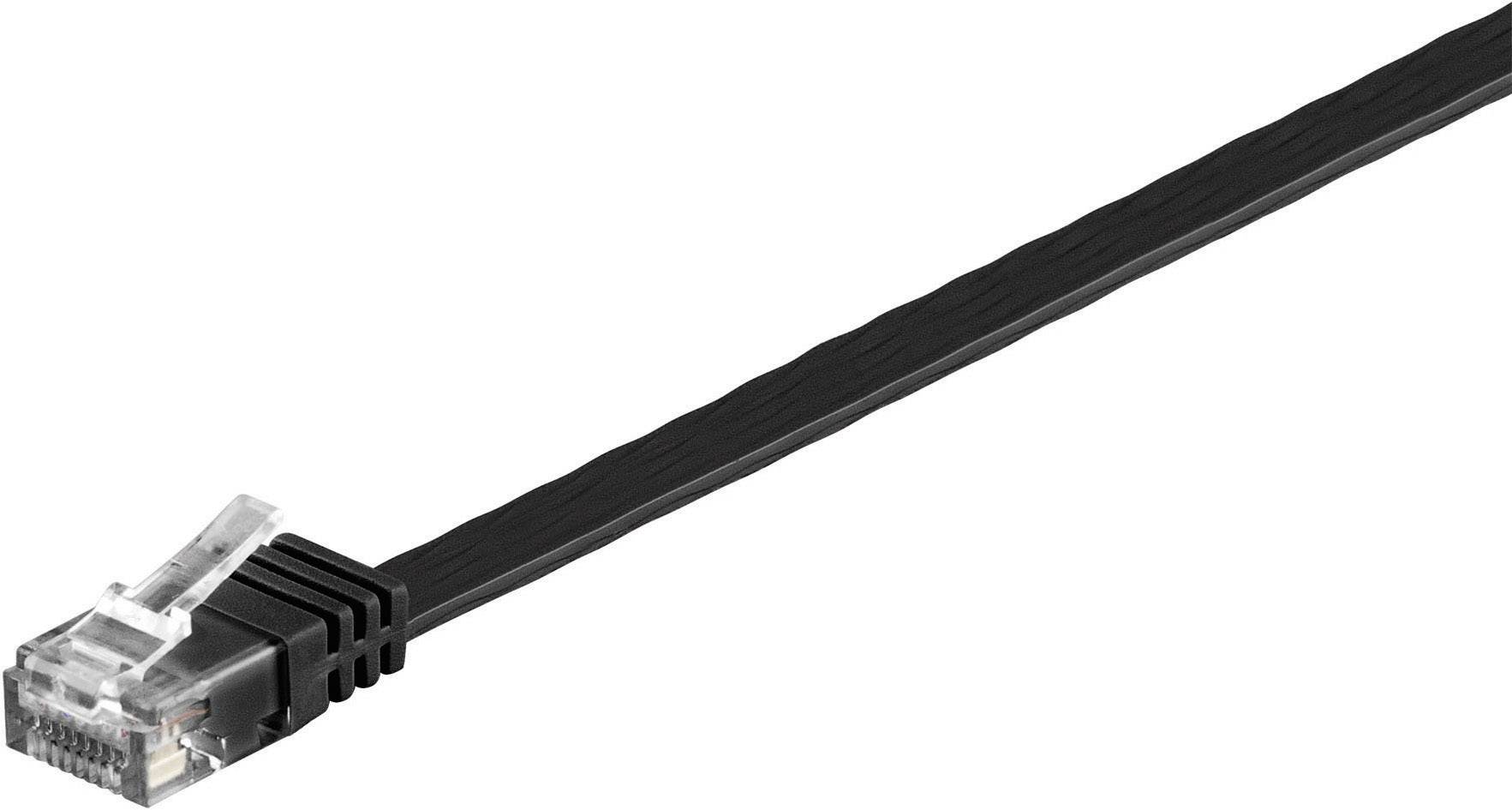 Goobay 95382 RJ45 Netzwerkkabel, Patchkabel CAT 6 U/UTP 1.50 m Schwarz hochflexibel, flach 1 St.