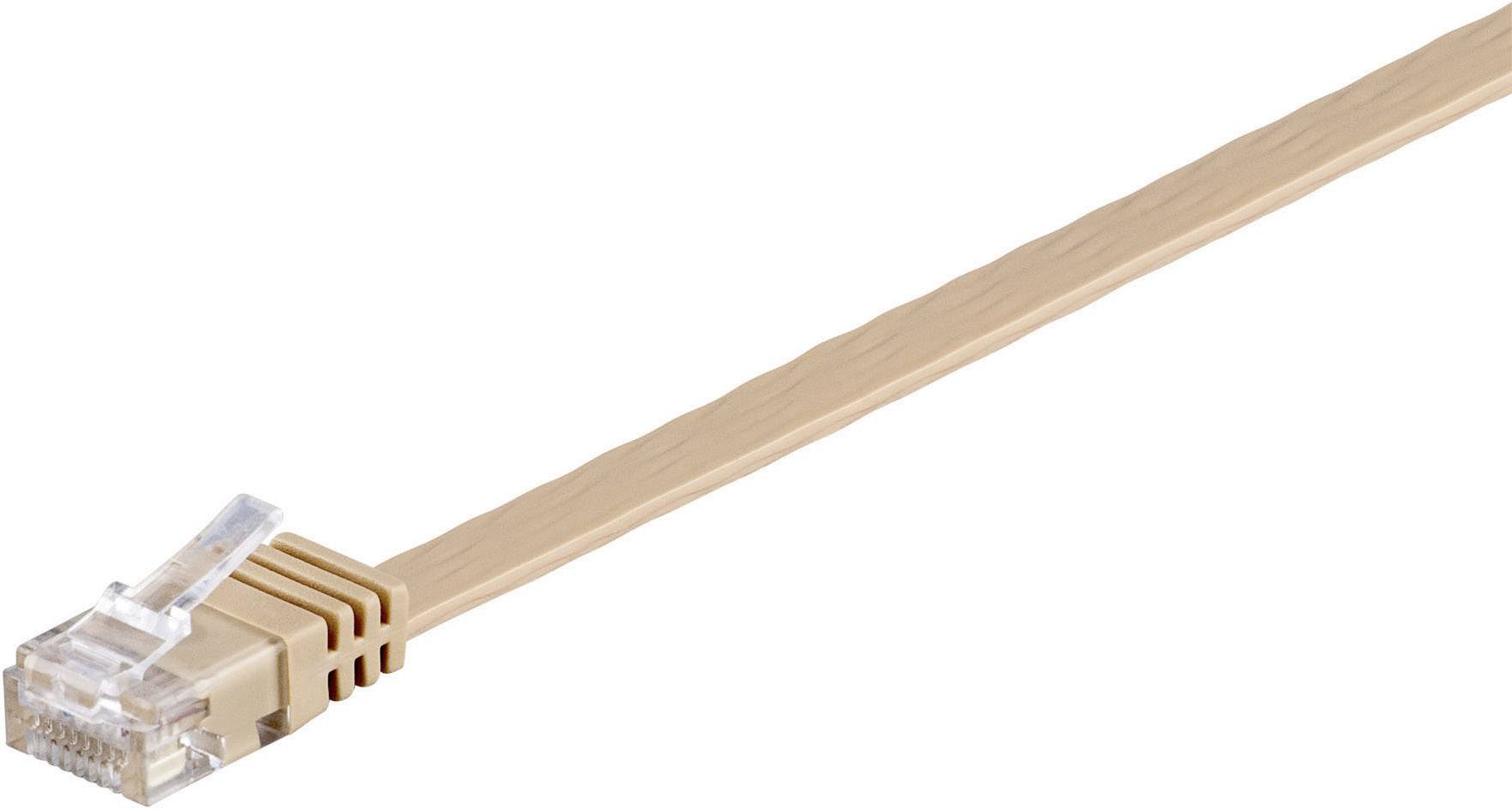 Goobay 95880 RJ45 Netzwerkkabel, Patchkabel CAT 6 U/UTP 1.00 m Hellbraun hochflexibel, flach 1 St.