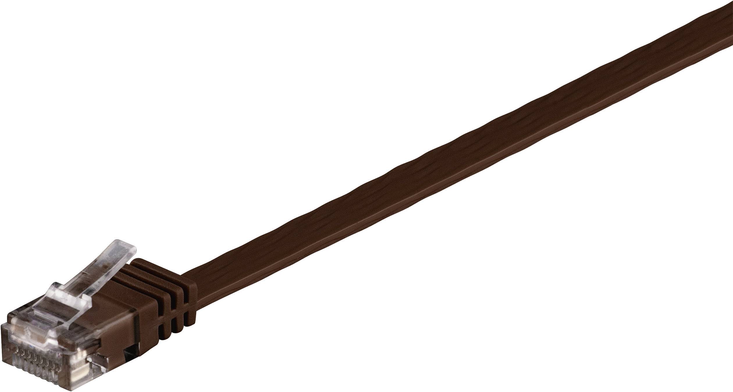 Goobay 95896 RJ45 Netzwerkkabel, Patchkabel CAT 6 U/UTP 3.00 m Dunkelbraun hochflexibel, flach 1 St.