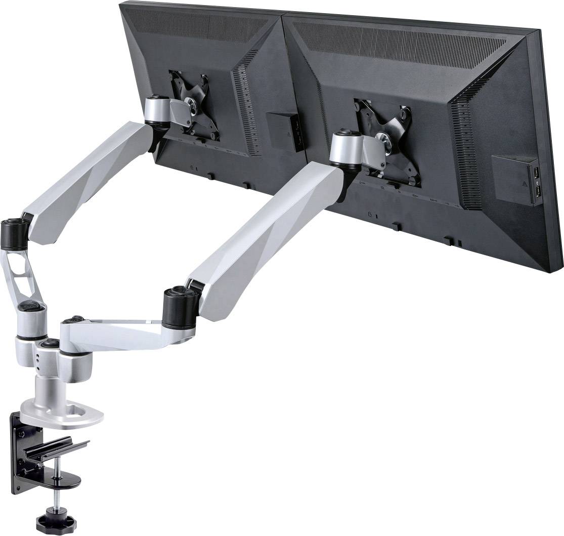 SpeaKa Professional SP-1624800 SuperFlex 2fach Monitor-Tischhalterung 25,4cm (10") - 68,6cm (27") Silber-Schwarz Höhenverstellbar