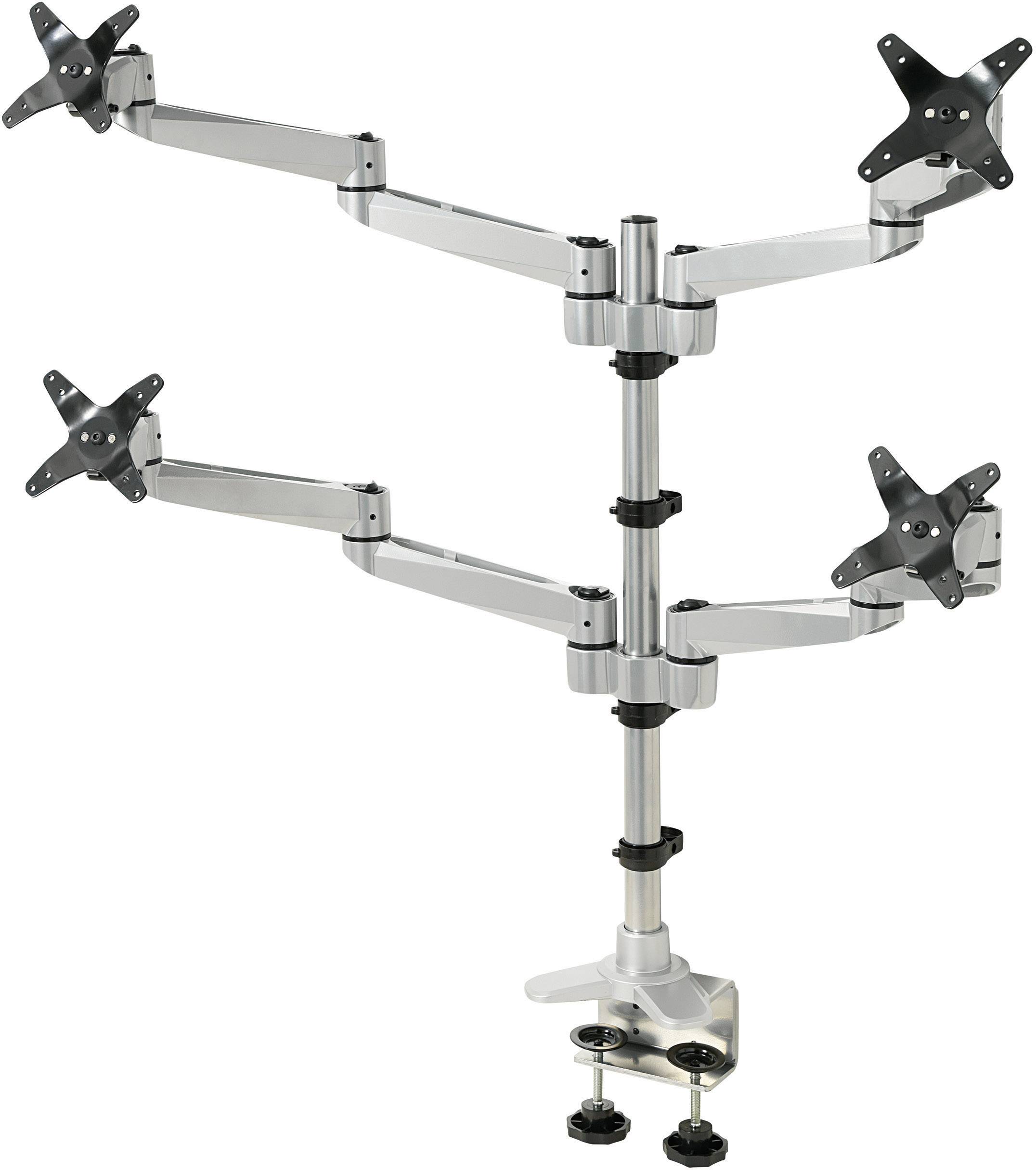 SpeaKa Professional SP-1624824 Swivel 4 fach 4fach Monitor-Tischhalterung 25,4cm (10") - 68,6cm (27") Silber-Schwar