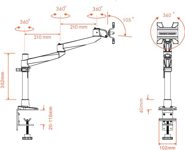 SpeaKa Professional SP-1624924 SuperSwivel for Apple 1fach Monitor-Tischhalterung 25,4cm (10") - 76,2cm (30") Silber-Schwar