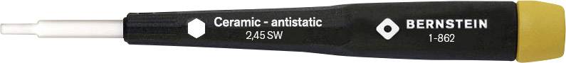 Ein antistatischer Schraubendreher mit Keramikklinge, Aufschrift 'Ceramic-antistatic 2.5x5N', Marke 'BERNSTEIN', Modell '3-602'.