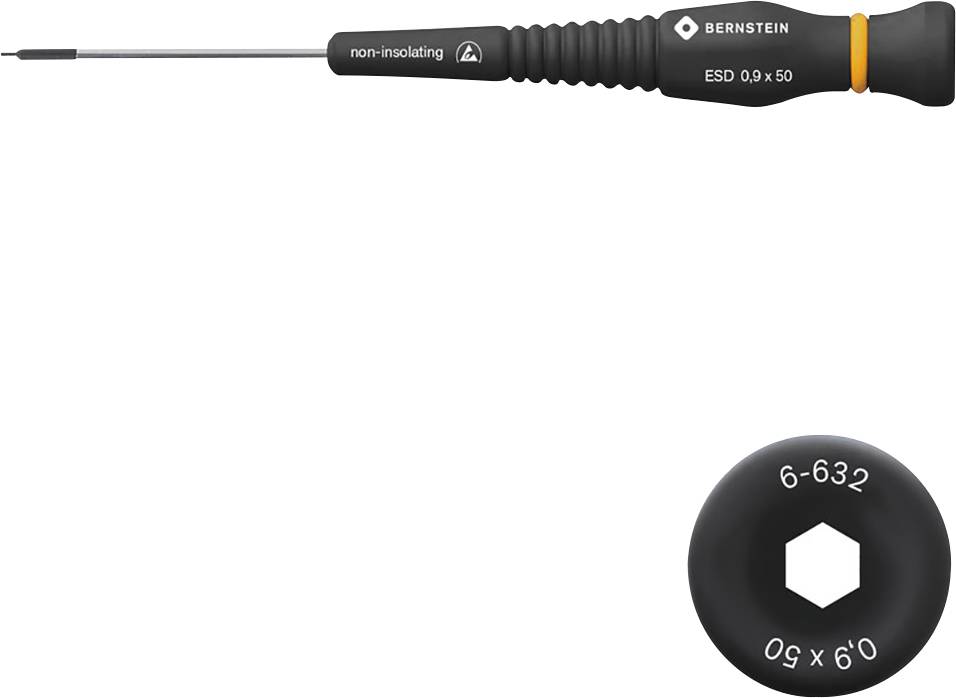 Bernstein Tools for Electronics ESD Innen-Sechskantschraubendreher Schlüsselweite (metrisch): 0.9mm Klingenlänge: 50mm