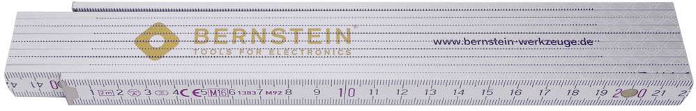 Ein weißer Zollstock mit der Aufschrift 'BERNSTEIN TOOLS FOR ELECTRONICS' und einer Website-Adresse, gemessen in Zentimetern.
