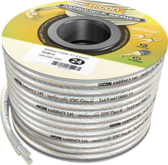 Hicon HIA-225-1000 Lautsprecherkabel Ambience 2 x 2.50 mm² Transparent 10 m