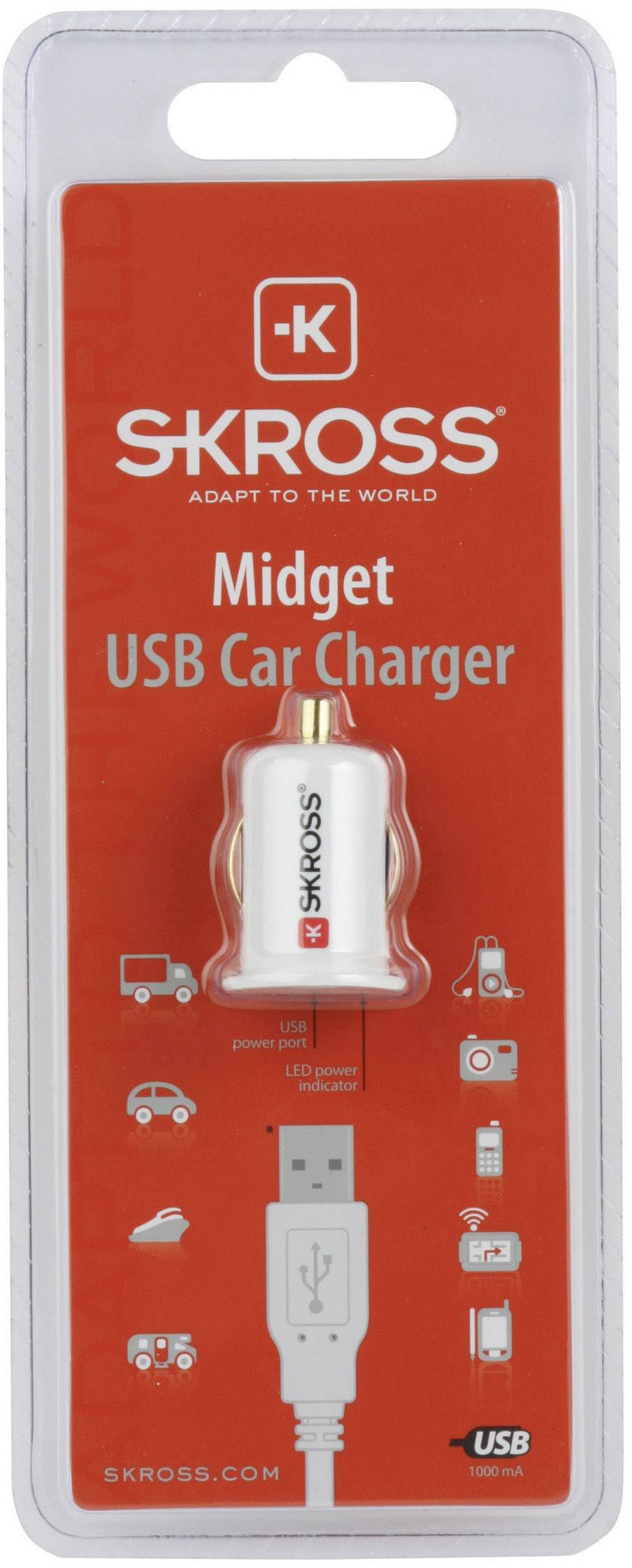 Skross Zigarettenanzünder-Adapter Midget USB Car Charger 2,1 A Belastbarkeit Strom max.=2.1 A Passend für (Details) Zigarettenanzünder, USB-A Adap