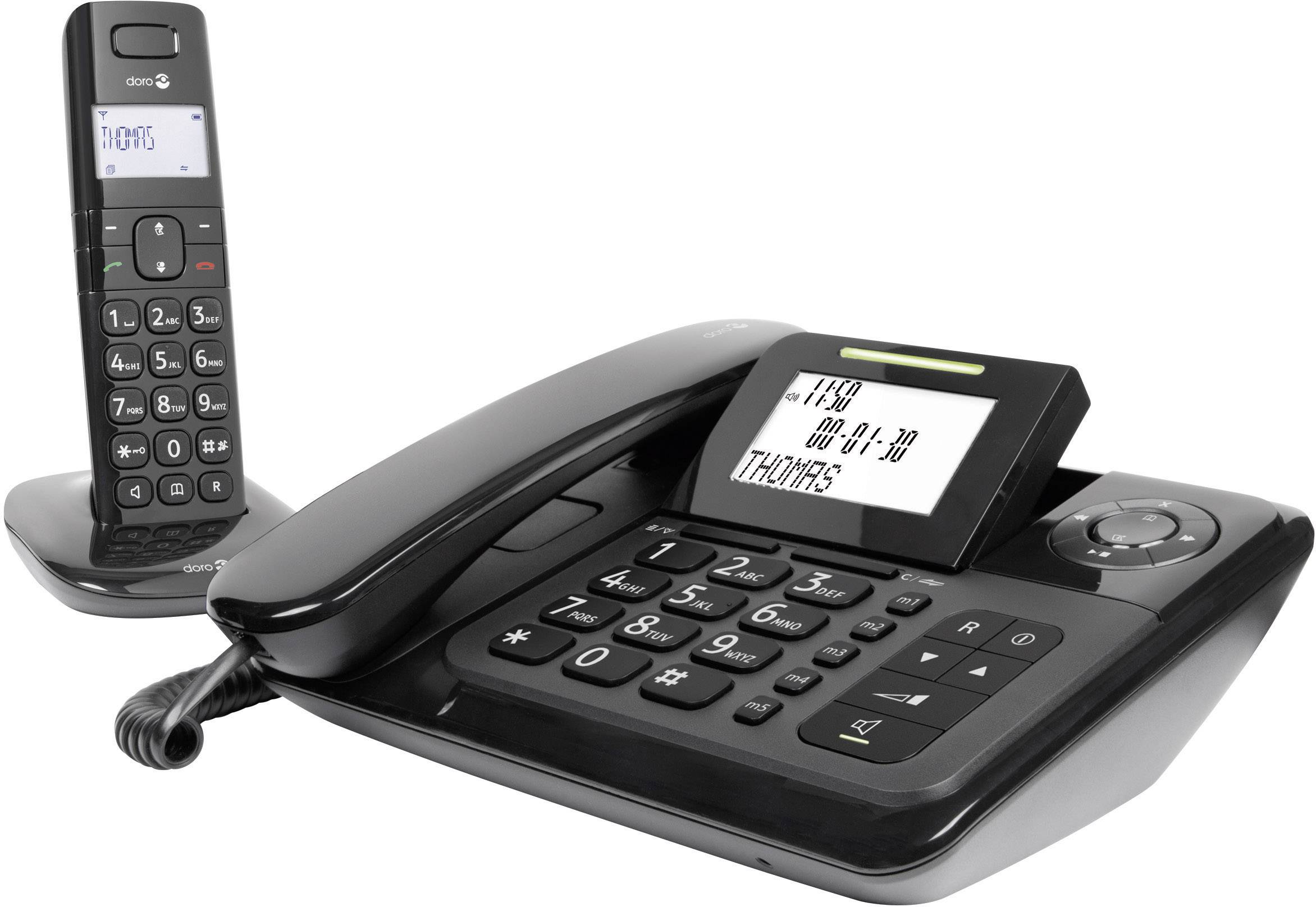 doro Comfort 4005 Combo Schnurgebundenes Seniorentelefon Optische Anrufsignalisierung, Anrufbeantworter, Freisprechen Beleuchtetes Display Schwarz