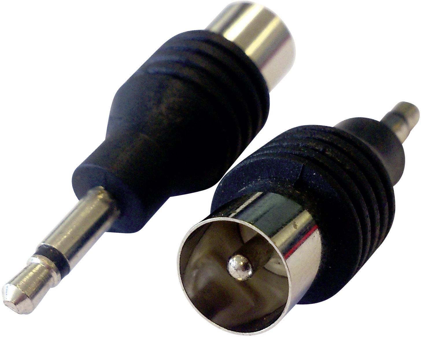 Zwei Audiokabeladapter auf weißem Hintergrund. Links ein 3,5-mm-Stecker zu RCA-Buchse, rechts ein RCA-Stecker zu 3,5-mm-Buchse.