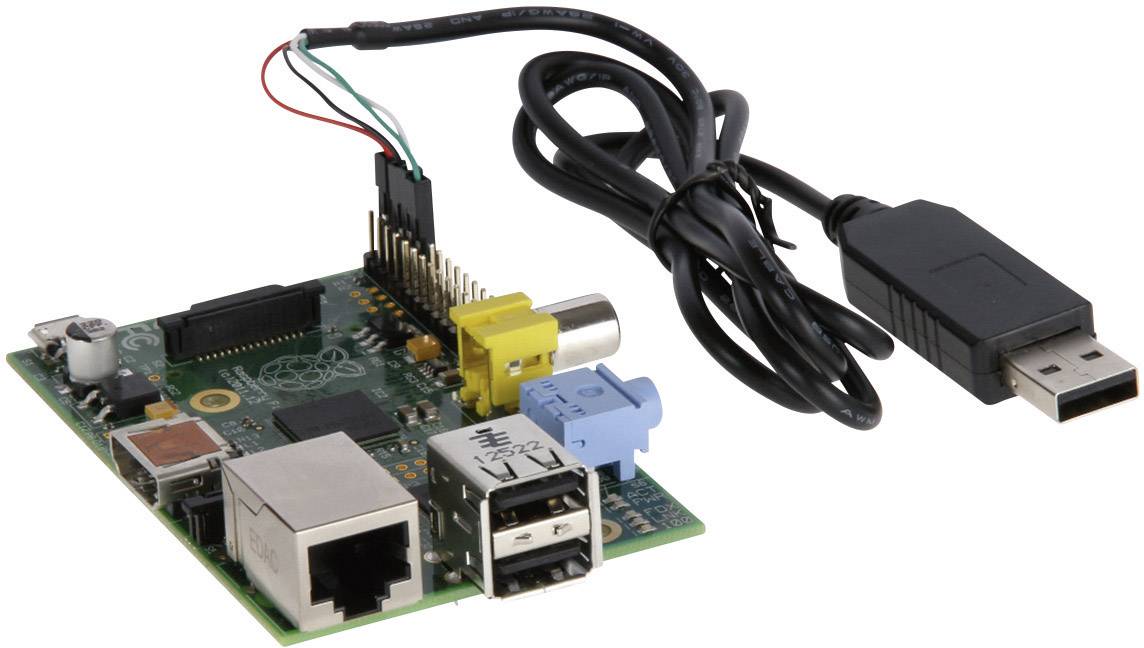 Joy-it rb-ttl Jumper-Kabel Raspberry Pi [1x USB 2.0 Stecker A - 4x Drahtbrücken-Buchse] 1.50 m Schwarz