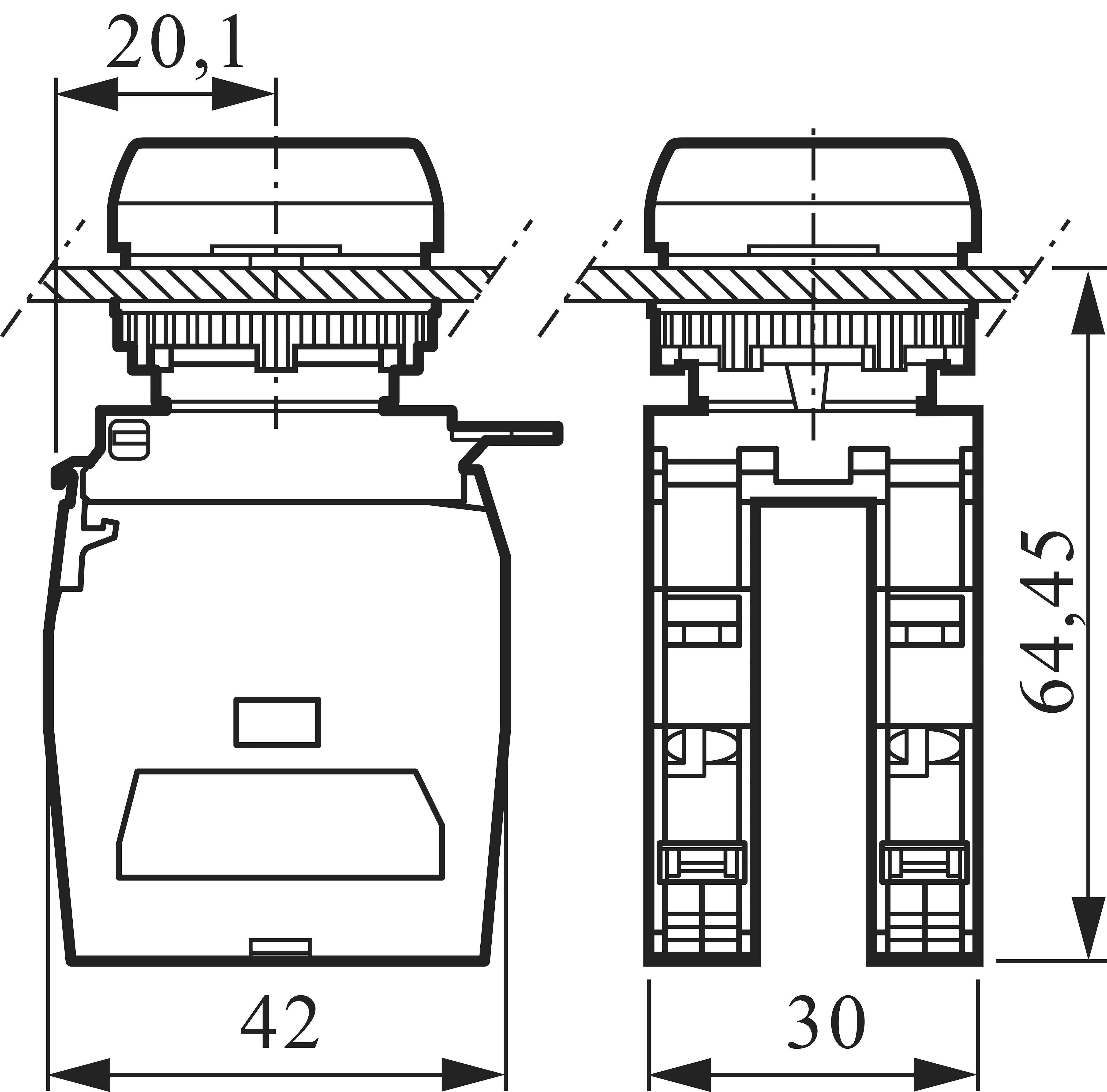 BACO 334E22 Kontaktelement mit Befestigungsadapter 2 Öffner, 2 Schließer tastend 600V 1St.